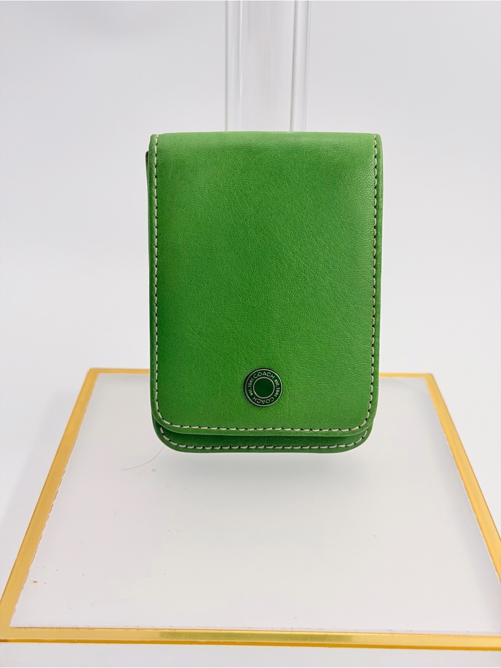 Vintage Coach Green Leather Card Holder Wallet
